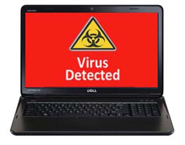 Dell Laptop with a virus photo